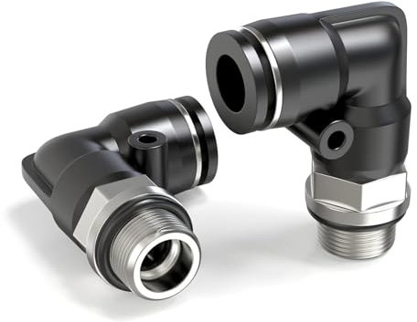 TAILONZ PNEUMATIC Raccordi a gomito maschio 10 mm OD tubo x 1/2 pollice BSP da collegare PL10-04 (Confezione da 2)