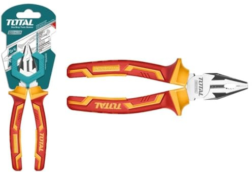 TOTAL - Pince Universelle Isolée - Chrome Vanadium - Certifiée VDE - Idéale pour Électriciens et Projets Électriques - Mesure : 180 mm