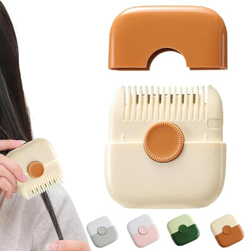 DAZANJA Dual-Side Split Ends Hair Trimmer, 2 in 1 Hair Split End Trimmer, Sided Multifunctional Mini Manual Hair Trimmer Comb for Women, 2 in 1 Bangs Trimmer, Blade Replaceable & Adjustable (Orange)