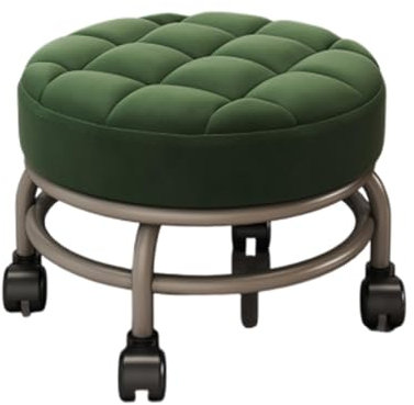 VIDECOR Rollender Scoot-Hocker, 360° Runder Rollender Metallhocker mit Lenkrollen für Büro, Geschäft, SPA. Zuhause, Hocker Stuhl | Strapazierfähig/stabil | Bequem | Tief Am Boden,X