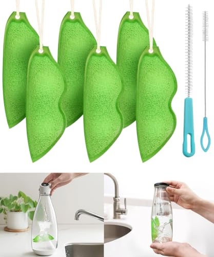 Magic Beans Bottle Cleaner,Sponge,Reuseable Bottle Cleaning Sponge, Heat Resistance Bottle Sponge for Internal Cleaning of Small Mouth(Green)