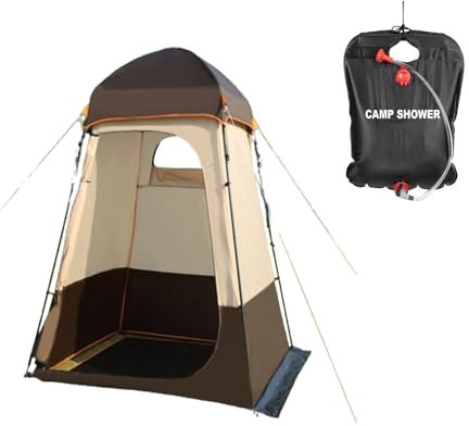 Pop-Up Camping Duschzelt mit 20L Wasserbeutel, Tragbare Umkleidekabine & Toilettenkabine für Wandern, Strand, Waschen, Multifunktional und Praktisch