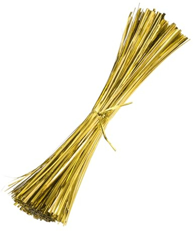 M METERXITY 750-Pack Metal Twist Ties, 30cm Metallic Twists Tie for Christmas/Party Decoration/Garden Plant/Gift Wrapping/Bread/Cake/Pops Candy Bags, Reusable Twisty-Ties [Gold Tone]