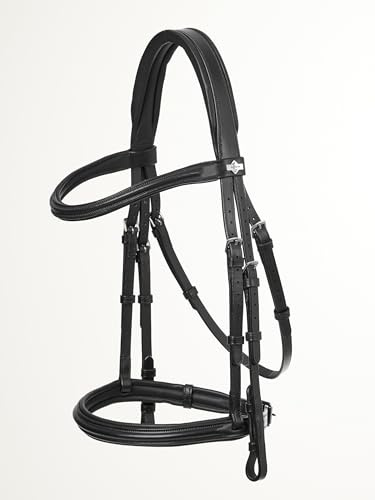 LeMieux Arika Cavesson Bridle - Luxurious Soft Oiled Padded Leather - Cavesson Noseband - Black/Silver - XFull
