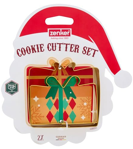Zenker Juego de 2 cortadores de galletas paquetes de regalo, material de acero inoxidable color dorado, tamaño paquete grande 8 x 8,5 cm pequeño 6 x 8,5 cm