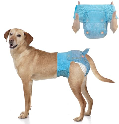 DONO Pañales Perros, 10 Unidades, Pañales para Perros Hembra con Cintura elástica, pañales Tipo Braguita, superabsorbentes, L (34-54 cm)