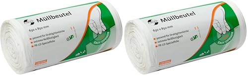 DEISS FIRST Plus - Bolsas de basura (85 L, 50 unidades), color blanco (Paquete de 2)