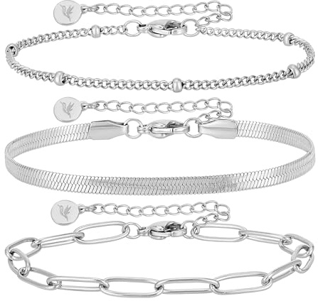 BONNYBIRD® Premium Edelstahl Armband Set Damen in Silber, Gold & Roségold, 100% Wasserfest & Hautverträglich BonnyShine