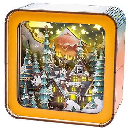 3D Wooden Puzzles Night Light，3D Puzzles for Adults，DIY Crafts with Touchable Switch，The Best Gift for Family and Friends（Christmas Eve）
