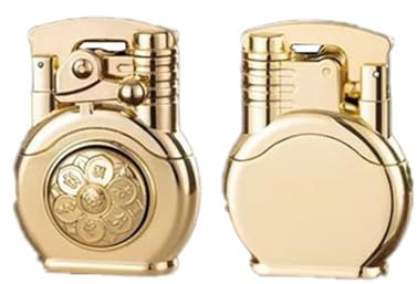 Briquet Torche Droit rétro en métal, Briquet Butane Coupe-Vent à Flamme Rouge, Taille de Flamme réglable, Briquet à culbuteur Coupe-Vent, adapté for l'extérieur, l'intérieur, Cadeau for Homme.(B)