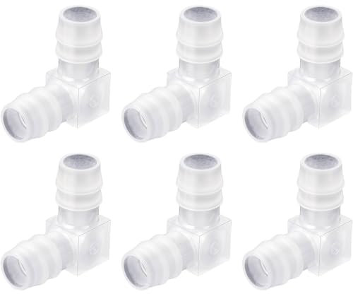 6 x 12 mm Schlauchverbindungen, L-Form, 90-Grad-Winkel, Wasserrohrverbinder, 2-Wege-Verteiler, Rohr-Verbindungsadapter