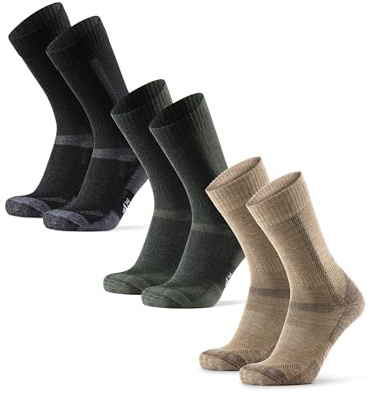 DANISH ENDURANCE Hiking Socks, Breathable Merino Wool Walking Socks, for Men & Women, Unisex, 3 or 5 Pack, Multicolour (1xBeige, 1xGreen, 1xBlack/Grey), 6-8