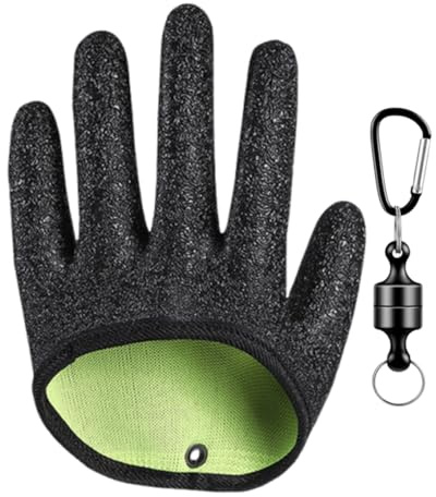 KEQAR Guante de Pesca Impermeable con Anticorte y Cierre Magnético de Látex para Manejo Seguro de Lucio, Siluro y Lucioperca (Mano Izquierda)