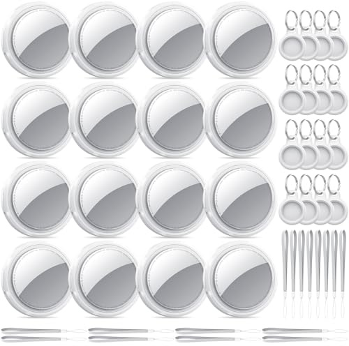 QCOQ Paquete de 16 etiquetas Air Tracker, buscador de llaves Bluetooth compatible con Apple Find My (solo iOS), localizador de artículos para equipaje/bolsas/cartera, batería reemplazable, color