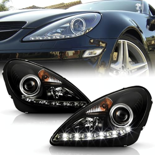 CR-Lights Xenon Scheinwerfer Set Schwarz für Mercedes SLK R171 Roadster 2004–2011 mit LED Tagfahrlicht DRL