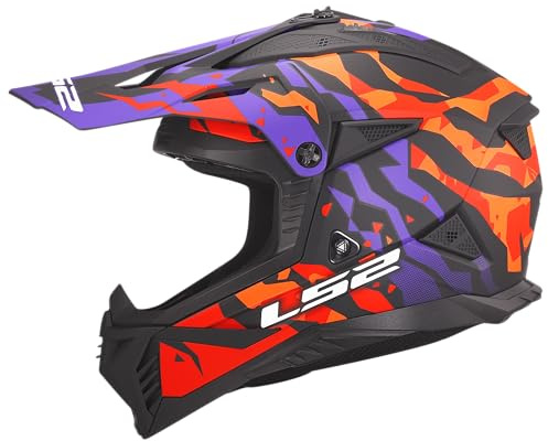 LS2, Motocross Helm FAST II GROTESK Purple Orange, XL