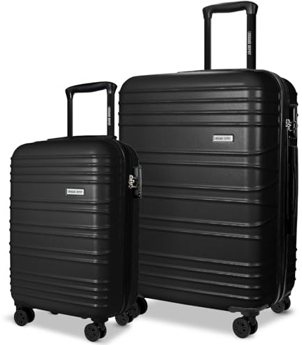 Luggage Depot 2 Piece Suitcase Set, Cabin and Large Checked, TSA Black
