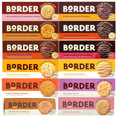Borders Biscuits Pick Any 4 Flavours - 135g / 150g Packs | Viennese Whirls, Oat Crumbles, Gingers, Orange, Raspberry & Butterscotch | Ideal For Biscuits Lovers