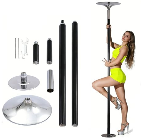Barra de Baile, Dance Pole Ajustable 2.3–2.75 m, Barra Pole Dance Giratoria y Estática 360°, 45 mm, Capacidad 200 kg, Ideal para Pole Dancing en Casa, Club o Gimnasio(Black)