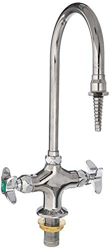 T&S Brass BL-5700-01 Rigid Gooseneck Serrated Tip 4-Inch Spreader Assembly Laboratory Mixing Faucet, Chrome