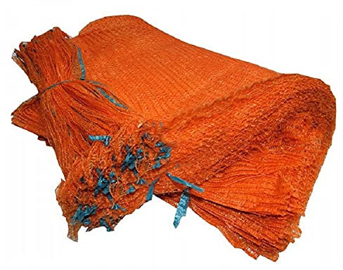 100 Orange Net Sacks 30cm x 50cm with Drawstring Raschel Bags Mesh Vegetables Logs Kindling Wood