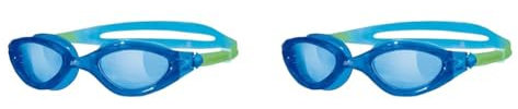 Zoggs Panorama Kids Swimming Goggles (Blue Lens, Blue/Green, 6-14 Years) with Tinted UV Protection & Soft, Anti-Leak Seal, Wide Vision with Anti-Fog, Junior Boys & Girls Swim Goggles Kids