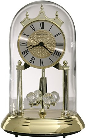 Howard Miller Christina Gold Anniversary Table Clock 645-690 - Polished Brass Finish, 9 Inch Dome, Pendulum Includes 4 Revolving Crystals, Quartz Movement