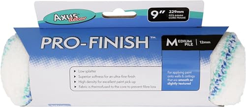 Axus Decor Pro-Finish Farbroller, mittelflorig, ultrafeines Finish, professionelle und DIY-Projekte, glatte oder halbglatte Wände und Decken, Hülsen-Kerndurchmesser 230 mm, 44 mm