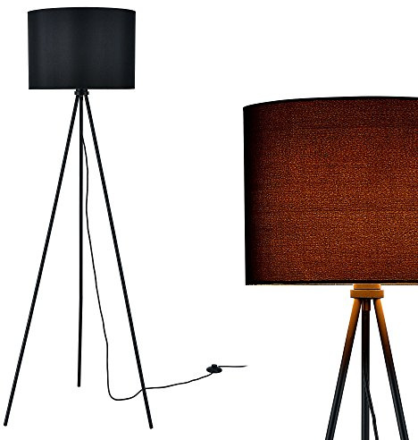 Golvlampa Läslampa Metall Textil Svart 150 cm 1 x E27, max. 40W