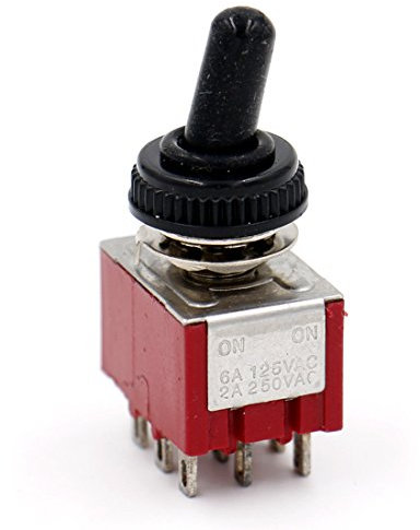 Heschen Interruttore a levetta miniaturizzato, MTS-302, ON-ON 3PDT 9 pin, 2A 250V, 6A 125V, con coperchio impermeabile, confezione da 2