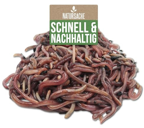 Natursache Kompostwurm-Mix 2000 STK./Sack + E-Book I Mit 3 Arten lebenden Kompostwürmer I Für eine schnelle & nachhaltige Kompostierung in Schnellkomposter, Thermokomposter und Wurmkomposter etc.