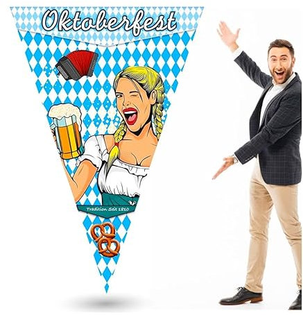 XXL Oktoberfest 150 x 90 cm banderín de triángulo - Decoración para colgar (banderín)
