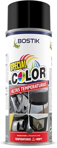 Bostik ALTAS TEMPERATURAS AT800 Negro, RAL 9005, Spray de Pintura, Acabado Mate, Hasta 800ºC, Seca en 5 Minutos, Alto Poder de Cubrición, Interior y Exterior, Bote 400 ml