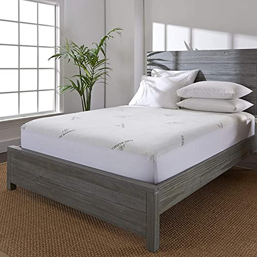 King Mattress Protector by PURE BAMBOO, Waterproof - Viscose Derived from Bamboo, Breathable, Noiseless Mattress Cover Protects Against Moisture, Spills, Stains (King)