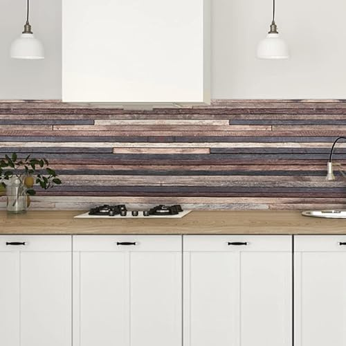Crédence adhésive cuisine PVC 260_x_60_cm Bois sombre Rouleau adhesif decoratif 100% fabriqué en Italie, avec encre non toxique, ignifuge et résistant à l'eau
