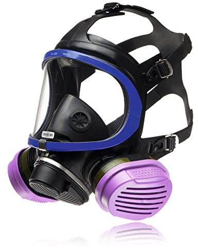 Dräger X-plore 5500 Full-Face Respirator Mask + 2x Combination Cartridge OV/AG/HF/FM/CD/P100 | NIOSH Certified Eye and Respiratory Protection, Anti-Fog, 180° View