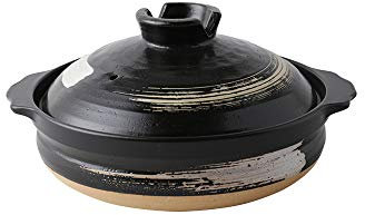 Cutfouwe Donabe Japanese Casserole Pot Heat Resistant Ceramic Casserole with Lid Clay Rice Cooker Pot Casserole Clay Pot Slow Stew Saucepan Health Saucepan,D,1.2L