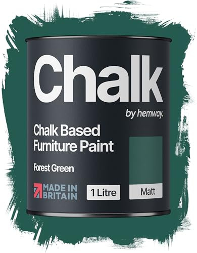 Hemway Chalk Based Furniture Paint, Forest Green 1L, Matt Finish | Shabby Chic, Chalk Paint Furniture & Walls, Quick Dry & 1 Coat