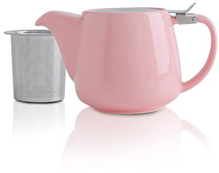 VIVILINEN Teiera con Infusore Rimovibile e Coperchio in Metallo da 550ml, Teiera in Ceramica per Tè in Foglia e Tè Sfuso