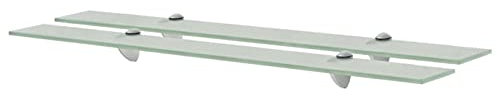 Tidyard 2 STK. Schwebende Regale Wandregal Glasregal Wohnzimmer-Regal Glasboden Glasablage Badablage Wandablage Badregal Ablage Regale Bad Glas 80x10 cm 8 mm
