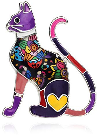 WEVENI Broche en alliage émaillé en forme de chat mignon - Bijoux tendance pour femmes et filles - Accessoires pour robe et écharpe