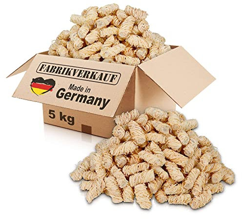 FLAMMBURO FABRIKVERAUF - Lana accendifuoco ecologica (5 kg) ca. 400 pezzi,per caminetti, stufe, camino, barbecue – Sicuro rapida accendiboschi, Accendino, lana per stufe, lana di legno, accendifuoco