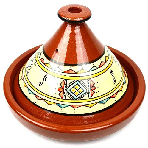 Tajine marocain original du Maroc de 30 cm, pot en terre cuite pour 4 à 5 personnes, fait à la main à Marrakech, émaillé, tajine tajin, faitout, fait main au Maroc