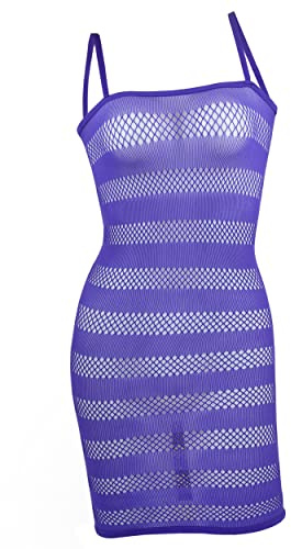 ds. distinctive style Fishnet Dessous Damen Bodysuit Trägerlose Nachtwäsche One Size Chemise für Damen(Armbandstil Lila)