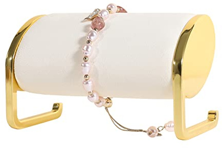 GemeShou Expositor de brazaletes de terciopelo beige para la venta, Organizador y almacenamiento de bangles para exhibición, Porta-relojes y porta-joyas doradas para mujeres【Beige】