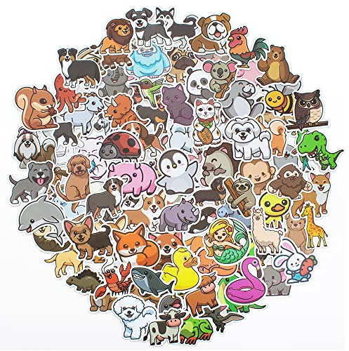CIOUYAOS 100pcs Stickers for DIY Laptop, Scrapbook, Bike,Guitar, Skateboard, Water Bottle, Cute Animal Vinyl Waterproof Journal Sticker Pack for Teen Boy Girls Adults Kids (Animal)