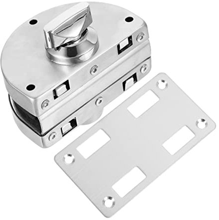DOITOOL Serratura in Acciaio Inossidabile senza Fori in Vetro per Porta Superficie Liscia Argento e Antiruggine per Porte Singole e Doppie