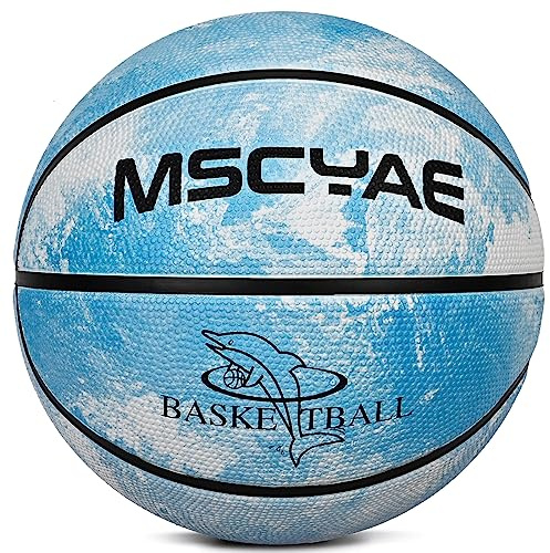 MSCYAE Basketball Größe 5,basketballs für Jugend,Mini-Basketball Größe 3,Indooor Outdoor Basket Ball Blau Weiß 3.