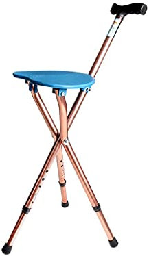 Canes Cane Klapphocker für ältere Menschen mit Behinderungen, höhenverstellbar, für Unterarmgehstützen, zusammenklappbarer Gehstockhocker aus Aluminiumlegierung, rutschfest, dreibeiniger Gehstock