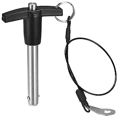 QUARKZMAN T Griff Kugelsperrbolzen 1 Stück 10mm Pin Durchm. 50mm Verwendung Länge T Griff Sicherungsstifte Edelstahl Druckschalter Schnellverschluss Stift mit Schlüsselband Kabel